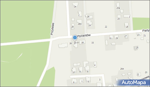 Chwalęcice, Partyzantów, 37, mapa Chwalęcice