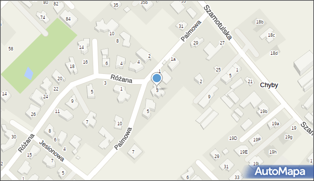 Chyby, Palmowa, 3, mapa Chyby