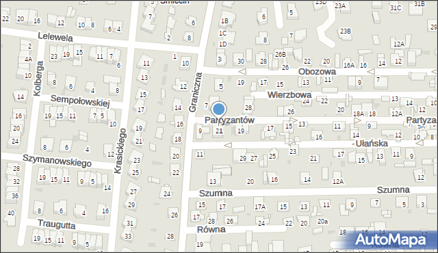 Ciechanów, Partyzantów, 21a, mapa Ciechanów