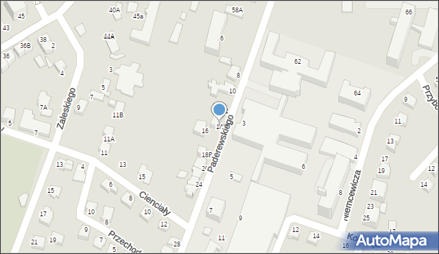 Cieszyn, Paderewskiego Ignacego Jana, 14, mapa Cieszyna