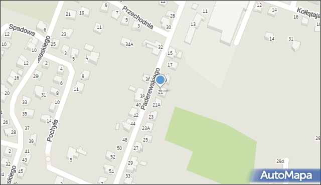 Cieszyn, Paderewskiego Ignacego Jana, 21, mapa Cieszyna