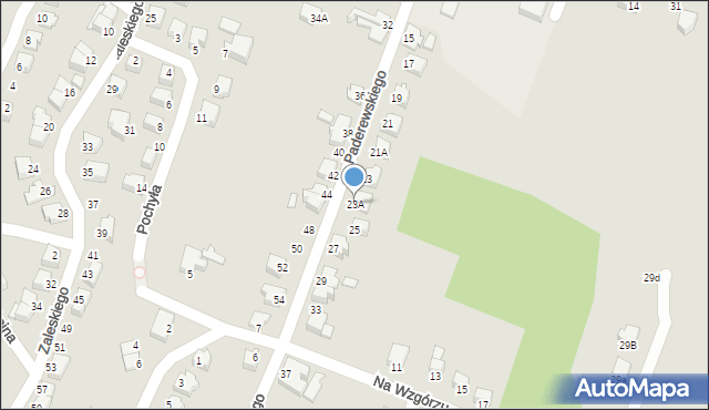 Cieszyn, Paderewskiego Ignacego Jana, 23A, mapa Cieszyna