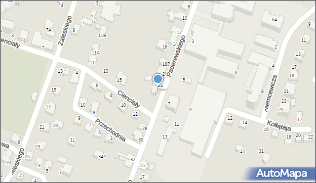 Cieszyn, Paderewskiego Ignacego Jana, 24A, mapa Cieszyna