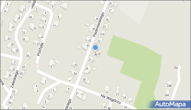 Cieszyn, Paderewskiego Ignacego Jana, 25, mapa Cieszyna
