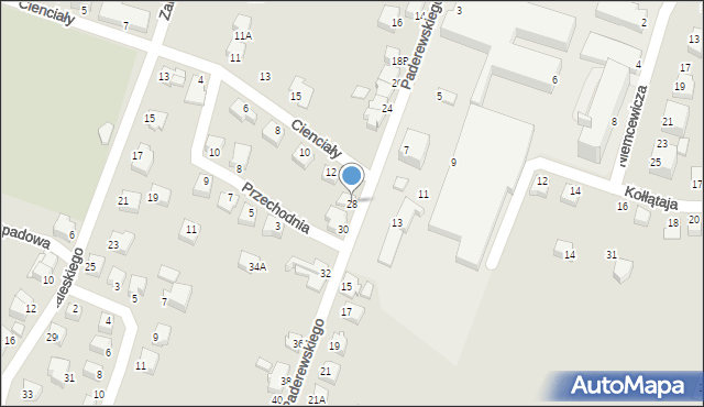 Cieszyn, Paderewskiego Ignacego Jana, 28, mapa Cieszyna