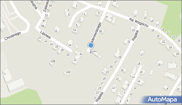 Cieszyn, Paderewskiego Ignacego Jana, 43, mapa Cieszyna