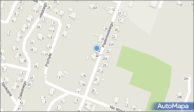 Cieszyn, Paderewskiego Ignacego Jana, 44, mapa Cieszyna