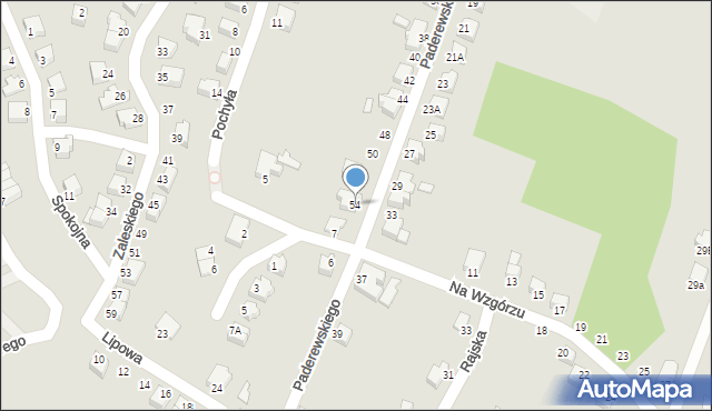 Cieszyn, Paderewskiego Ignacego Jana, 54, mapa Cieszyna