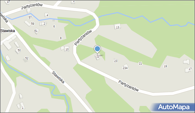 Ciężkowice, Partyzantów, 11, mapa Ciężkowice