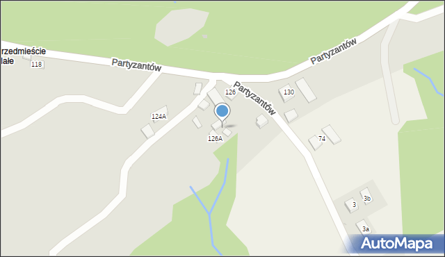 Ciężkowice, Partyzantów, 126b, mapa Ciężkowice