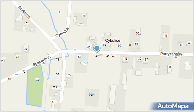 Cybulice, Partyzantów, 49, mapa Cybulice