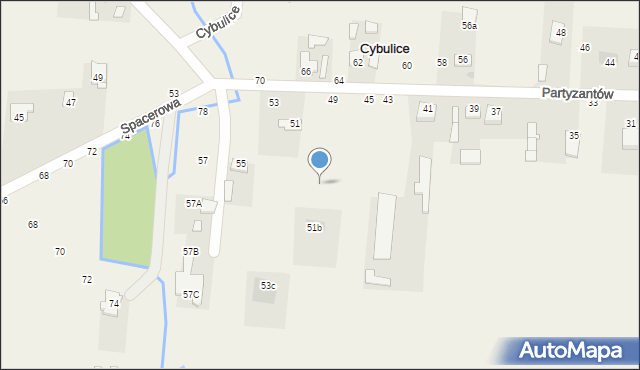 Cybulice, Partyzantów, 51a, mapa Cybulice