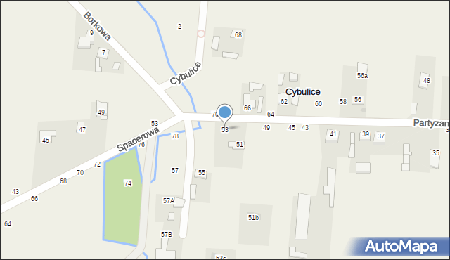 Cybulice, Partyzantów, 53, mapa Cybulice