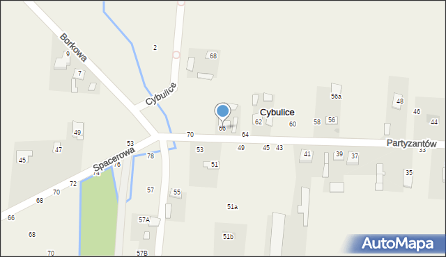 Cybulice, Partyzantów, 66, mapa Cybulice