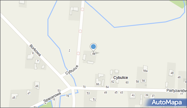 Cybulice, Partyzantów, 68, mapa Cybulice