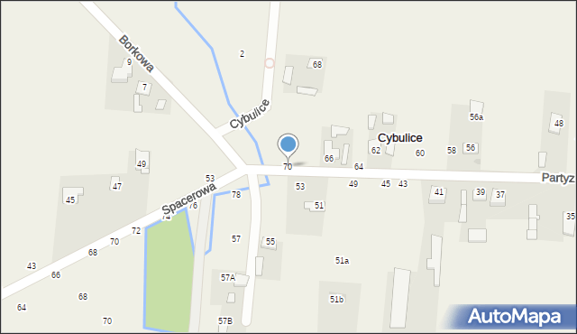 Cybulice, Partyzantów, 70, mapa Cybulice