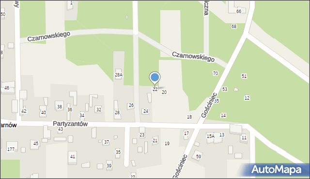 Czarnów, Partyzantów, 22, mapa Czarnów