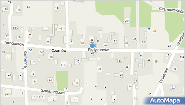 Czarnów, Partyzantów, 43, mapa Czarnów