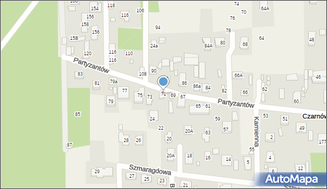 Czarnów, Partyzantów, 71, mapa Czarnów