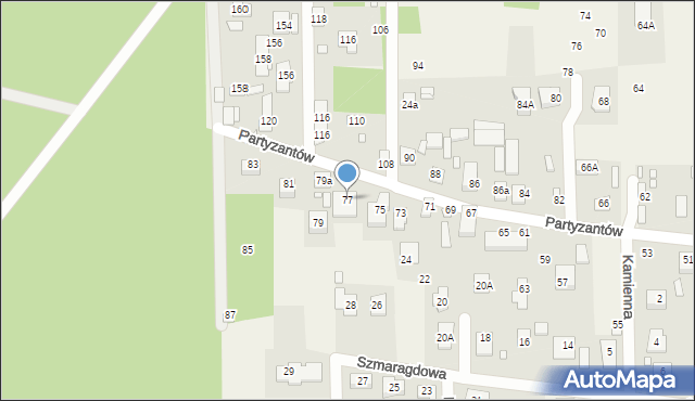 Czarnów, Partyzantów, 77, mapa Czarnów