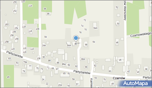 Czarnów, Partyzantów, 80, mapa Czarnów