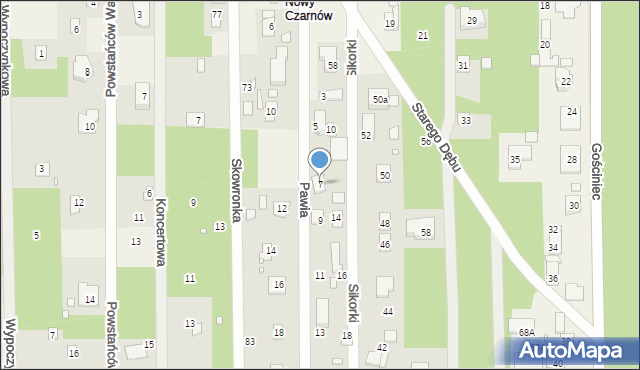 Czarnów, Pawia, 7, mapa Czarnów