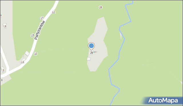 Czchów, Partyzantów, 28, mapa Czchów