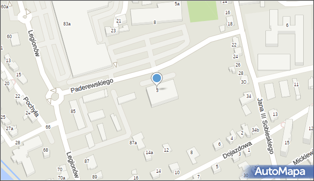 Czechowice-Dziedzice, Paderewskiego Ignacego Jana, 3, mapa Czechowic-Dziedzic