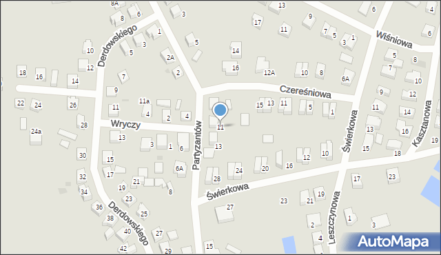 Czersk, Partyzantów, 11, mapa Czersk