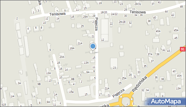 Częstochowa, Pajęcza, 17, mapa Częstochowy