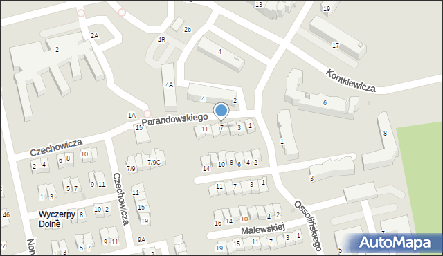 Częstochowa, Parandowskiego Jana, 7, mapa Częstochowy