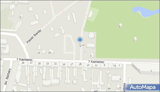 Częstochowa, Pasaż Bareły Stefana, bp., 1, mapa Częstochowy