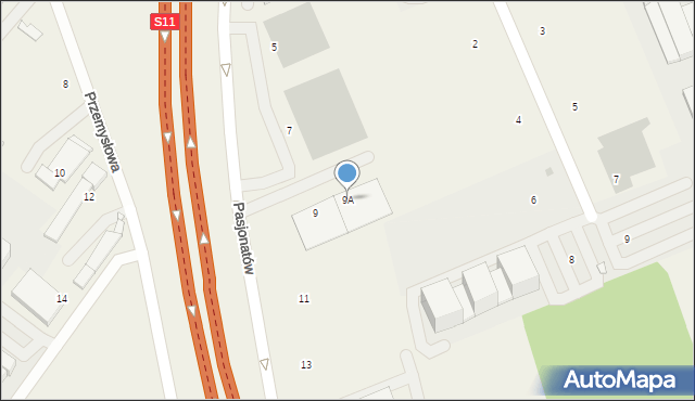 Dąbrowa, Pasjonatów, 9A, mapa Dąbrowa