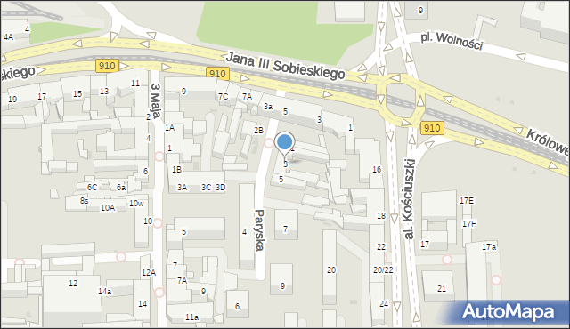 Dąbrowa Górnicza, Paryska, 3, mapa Dąbrowa Górnicza