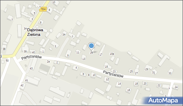 Dąbrowa Zielona, Partyzantów, 15, mapa Dąbrowa Zielona