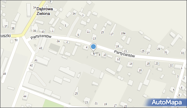 Dąbrowa Zielona, Partyzantów, 6, mapa Dąbrowa Zielona