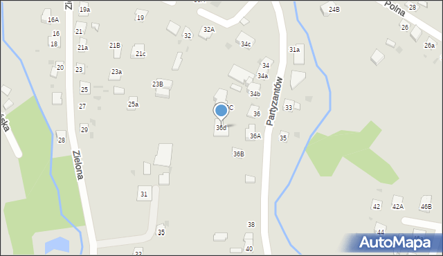 Dębica, Partyzantów, 36d, mapa Dębicy