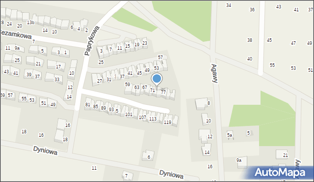 Dębogórze, Paprykowa, 73, mapa Dębogórze