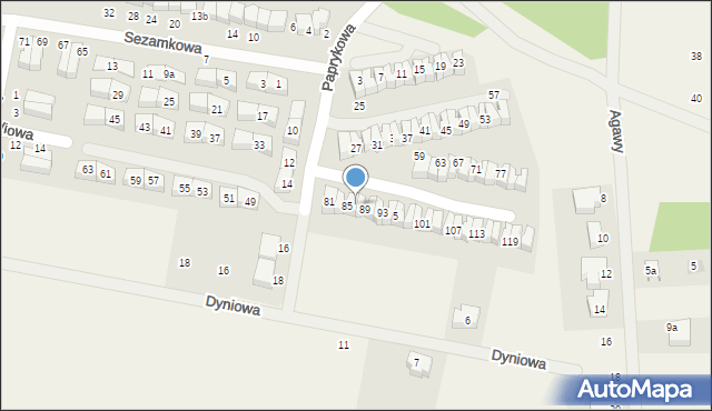 Dębogórze, Paprykowa, 87, mapa Dębogórze