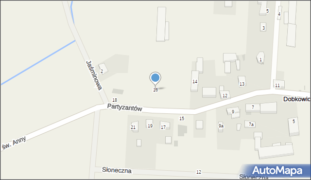 Dobkowice, Partyzantów, 16, mapa Dobkowice