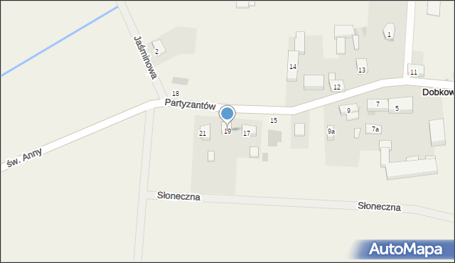 Dobkowice, Partyzantów, 19, mapa Dobkowice