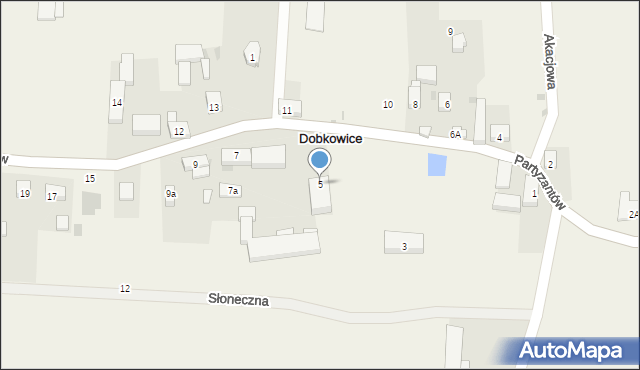 Dobkowice, Partyzantów, 5, mapa Dobkowice