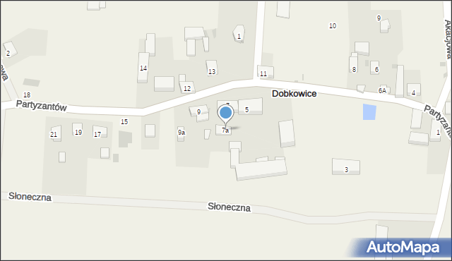 Dobkowice, Partyzantów, 7a, mapa Dobkowice