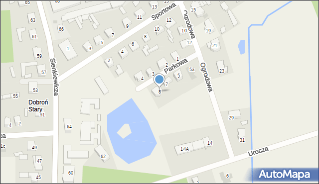 Dobroń, Parkowa, 8, mapa Dobroń