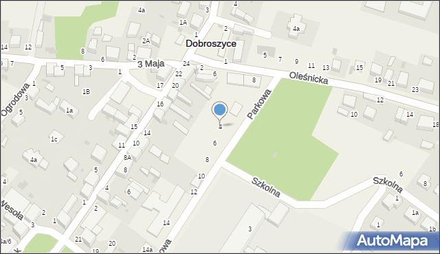 Dobroszyce, Parkowa, 4, mapa Dobroszyce
