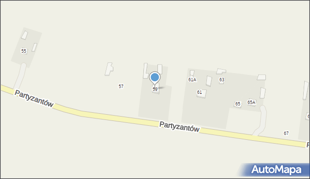 Dołhobyczów, Partyzantów, 59, mapa Dołhobyczów