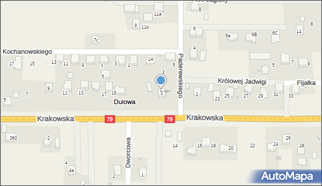 Dulowa, Paderewskiego Ignacego Jana, 1, mapa Dulowa