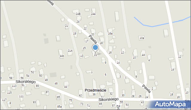 Dynów, Pawia, 11, mapa Dynów