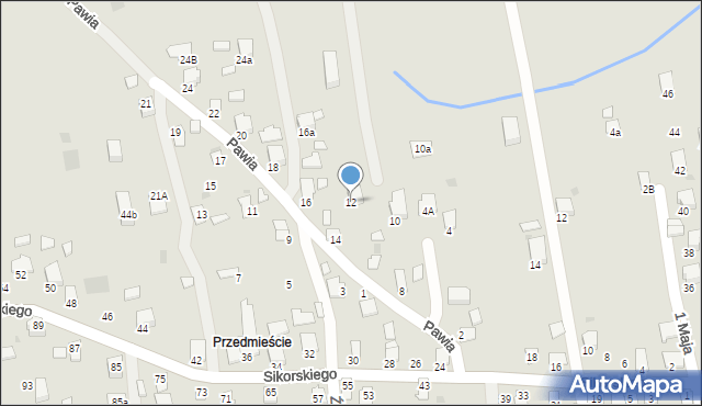 Dynów, Pawia, 12, mapa Dynów