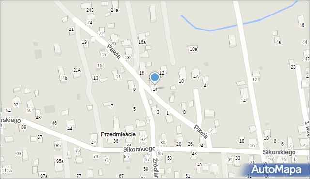 Dynów, Pawia, 14, mapa Dynów